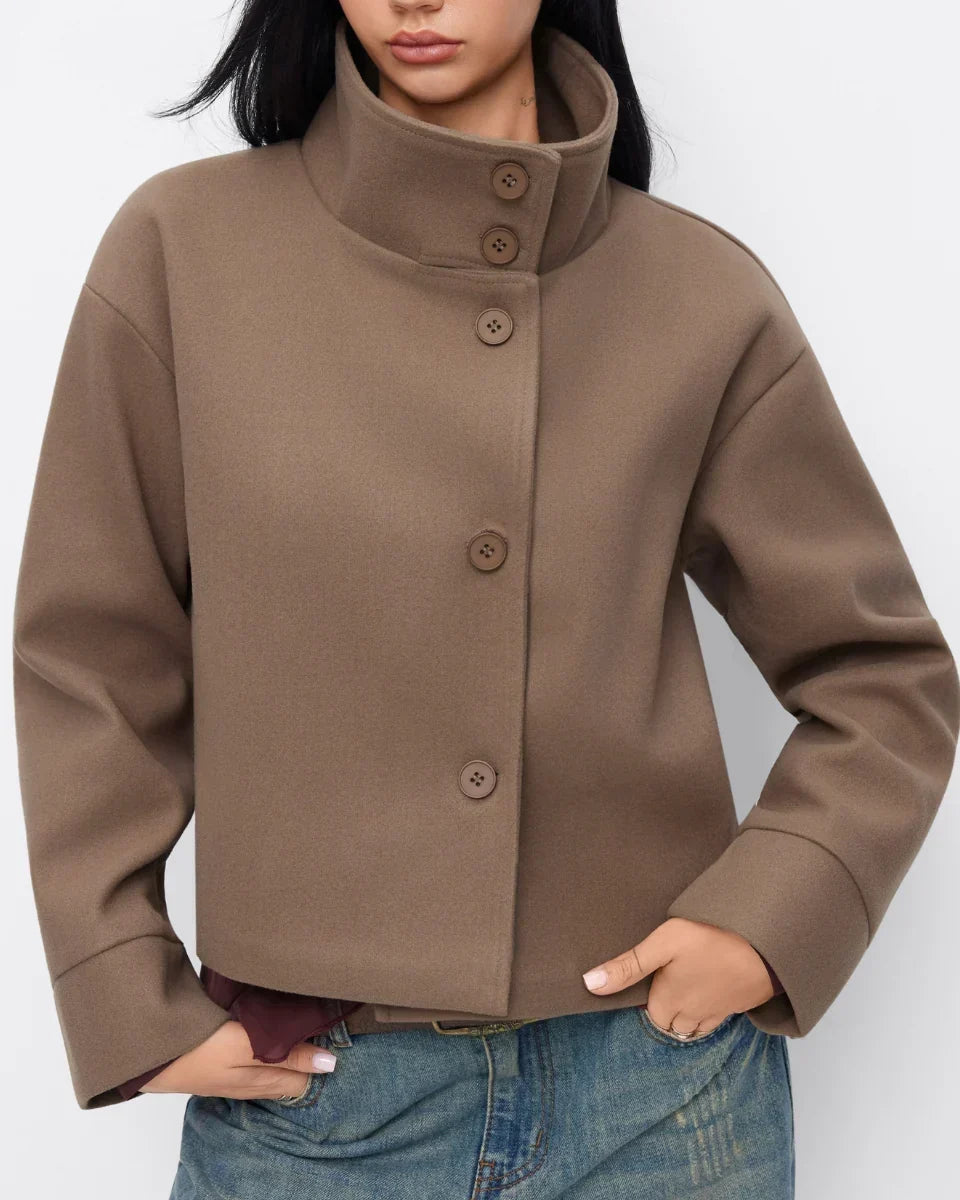 Tuğba | Cropped High-Neck Poised Coat