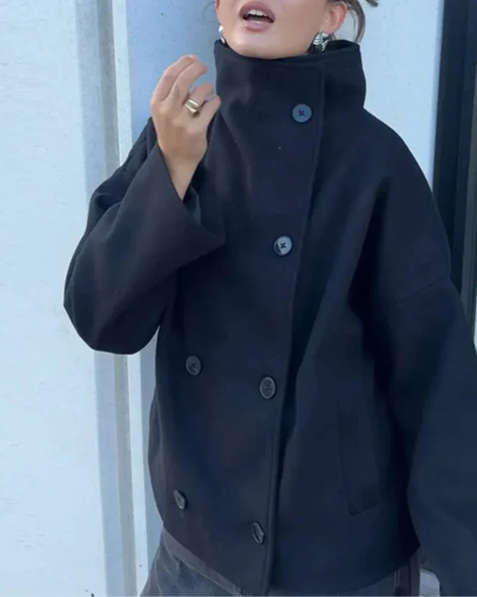 Tuğba | Cropped High-Neck Poised Coat