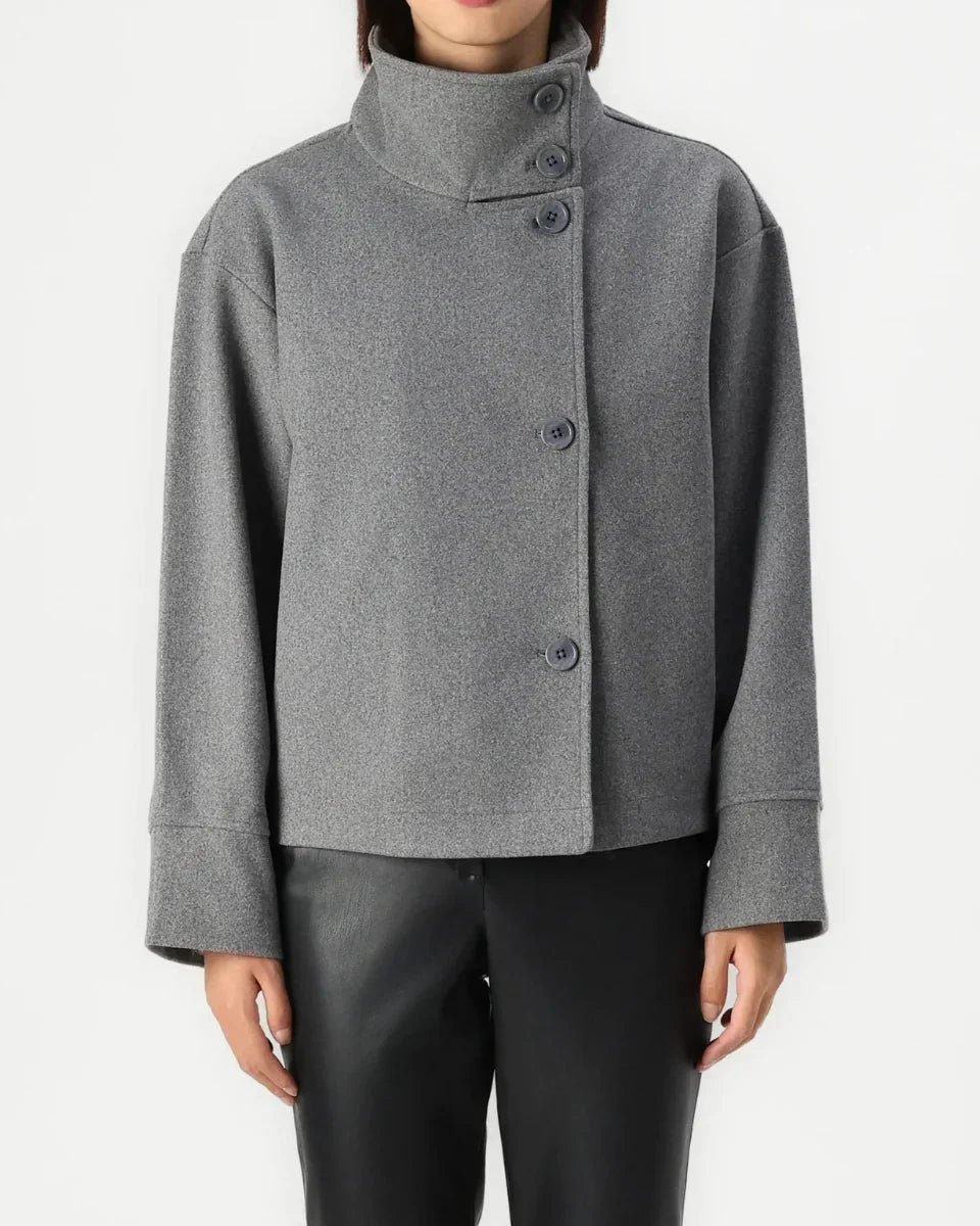 Tuğba | Cropped High-Neck Poised Coat