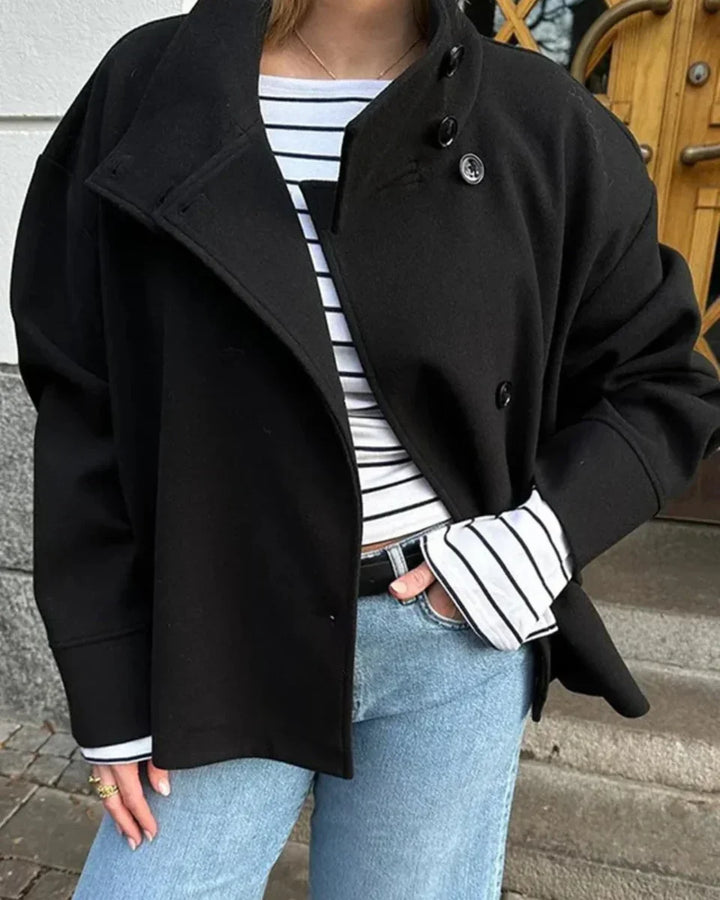 Tuğba | Cropped High-Neck Poised Coat