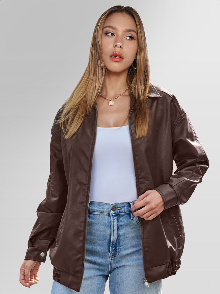 Aurelie | Oversized Duurzame Stille Leren Jas
