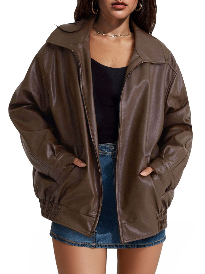 Aurelie | Oversized Duurzame Stille Leren Jas