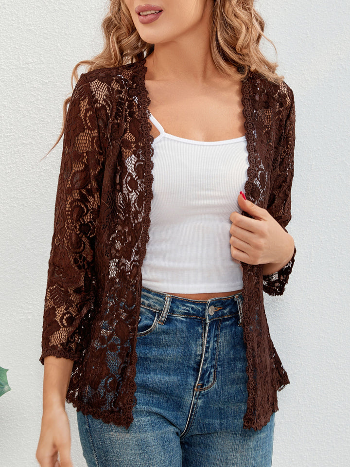 Cassandra | Bloemig Opengewerkt Cardigan