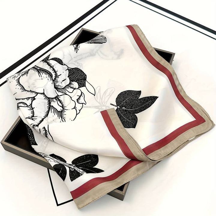 HIlda | Dames sjaal met print en gestreepte rand