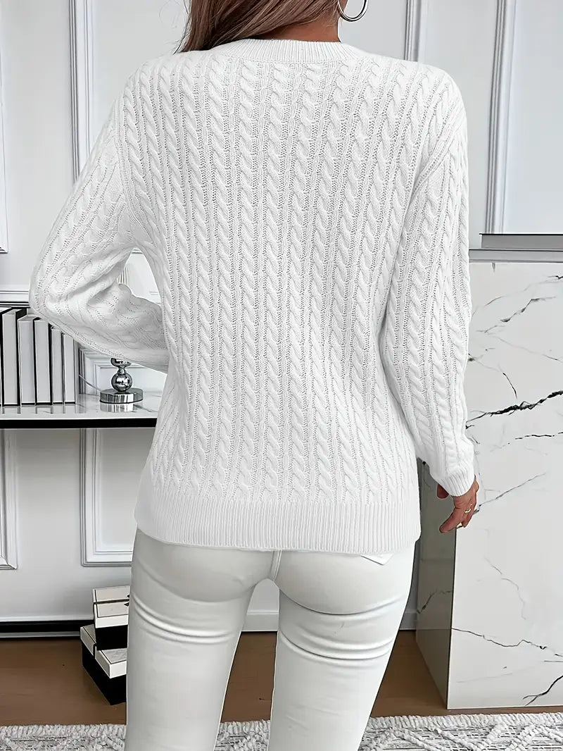 Dames Kabelgebreide Trui Relaxed Fit