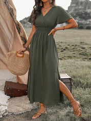 Melisa | Elegante Jurk Met Korte Mouwen En Koorkraag