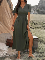 Melisa | Elegante Jurk Met Korte Mouwen En Koorkraag