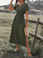 Melisa | Elegante Jurk Met Korte Mouwen En Koorkraag