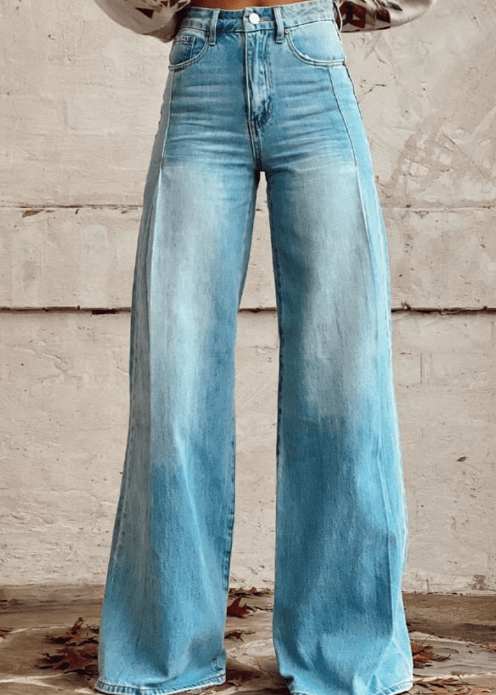 Nanine | Boho Vintage Denim Wide Leg Broek