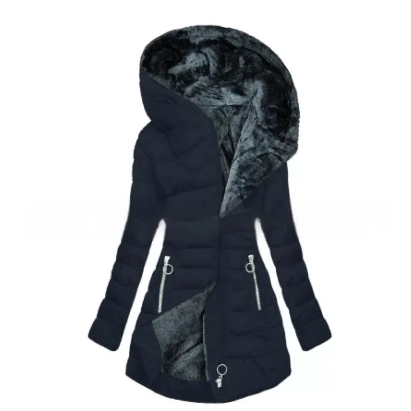 Analia | Dames winterjas met capuchon ritssluiting knoopsluiting