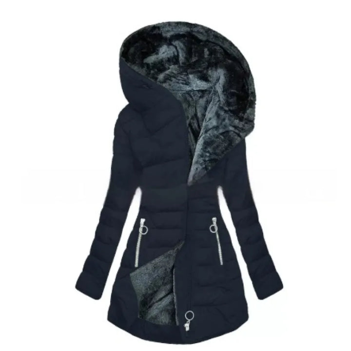Analia | Dames winterjas met capuchon ritssluiting knoopsluiting