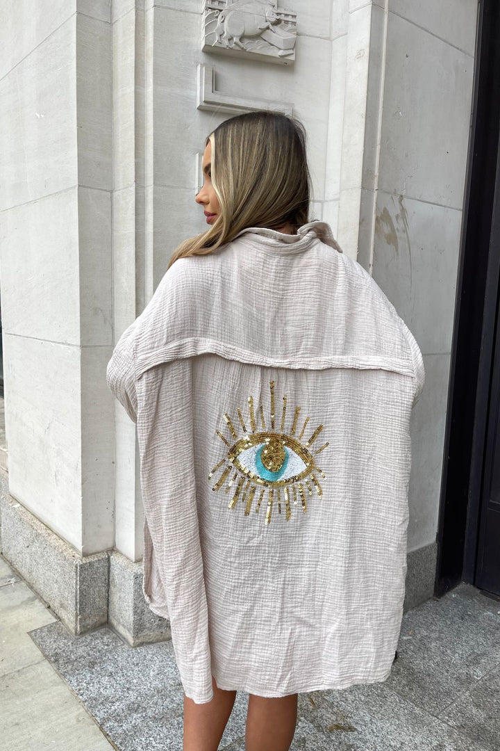 Ariyah | Dames strandblouse met kraag en borduurdetail