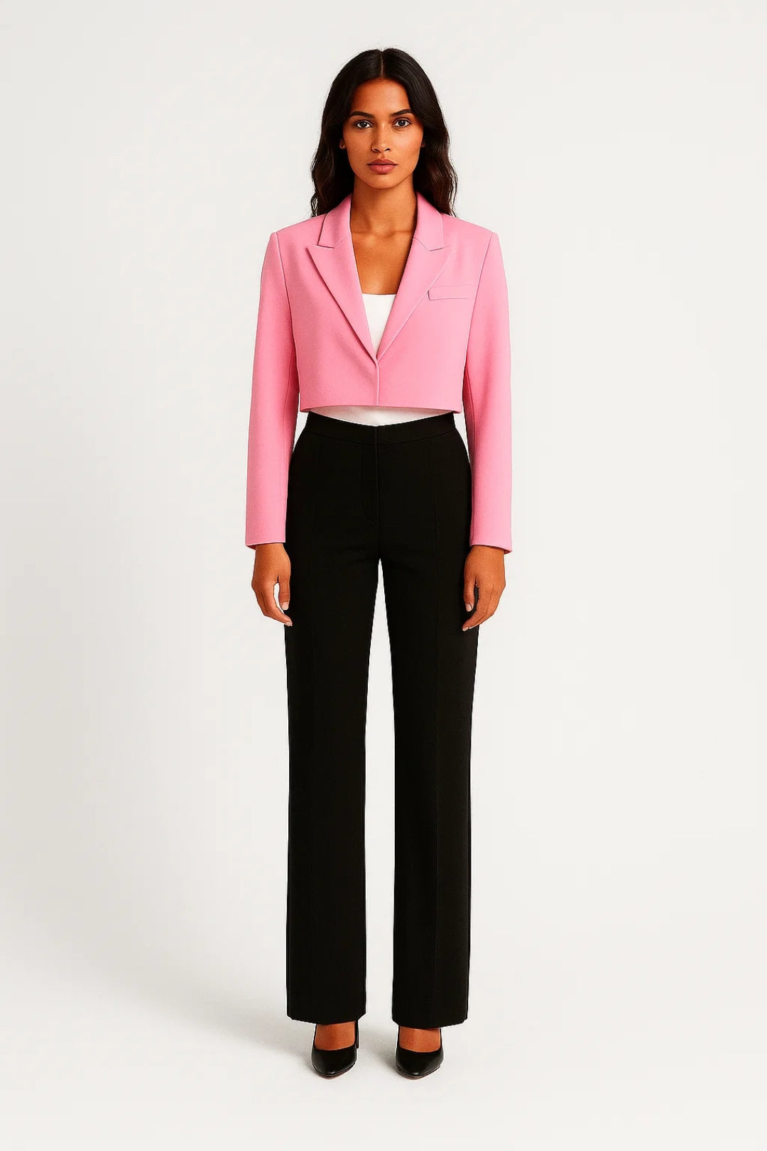 Blazer Dames Cropped Revers Kraag Getailleerd Casual Formeel