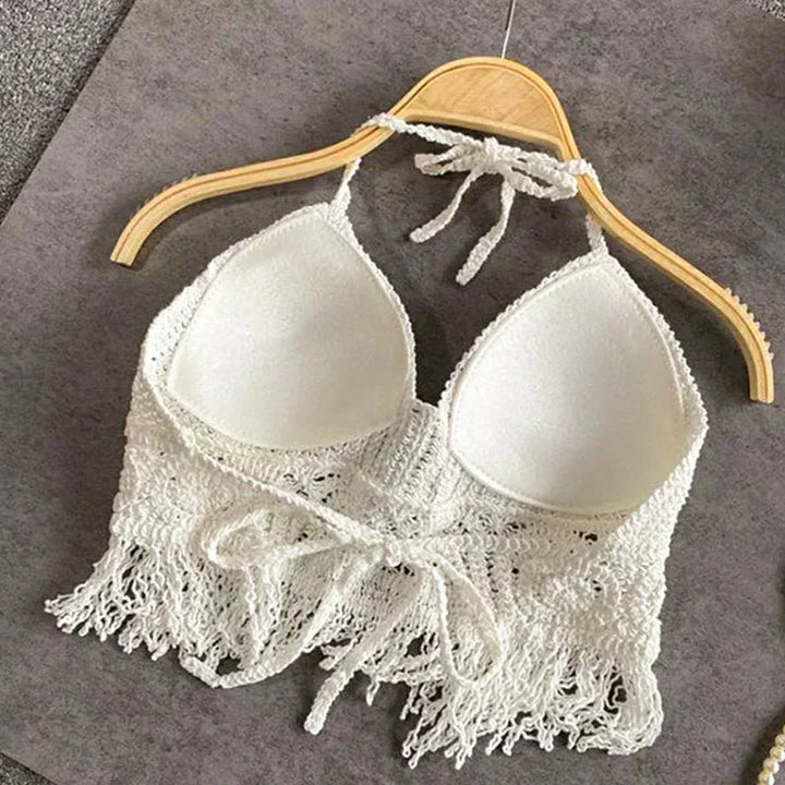 Mira | Dames bikinitop met halterband en franjes