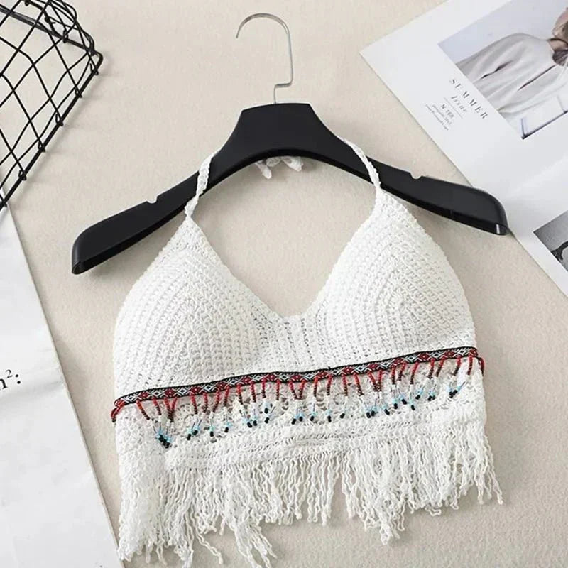 Mira | Dames bikinitop met halterband en franjes