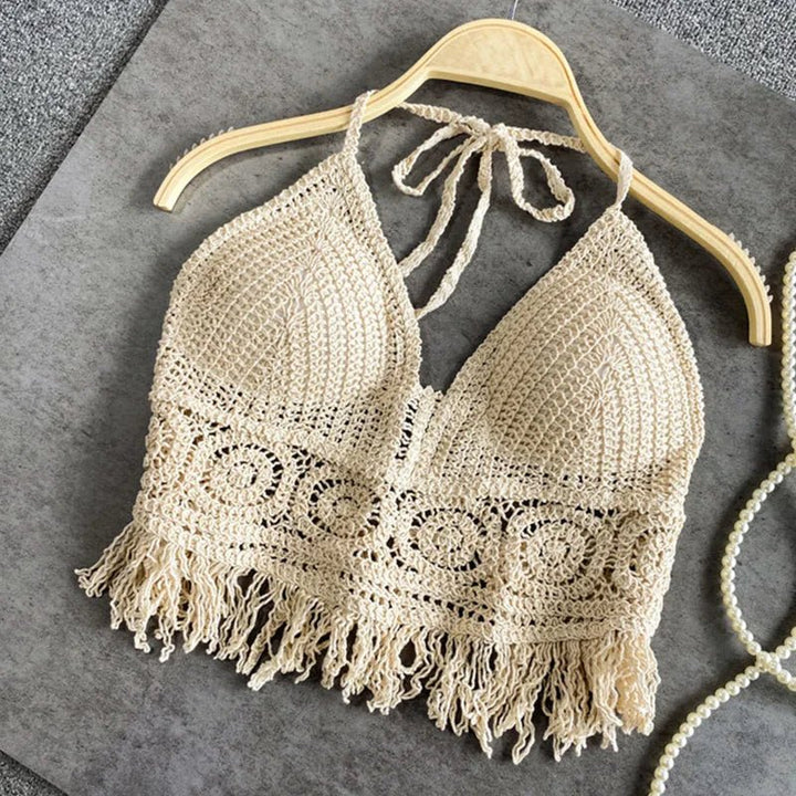 Mira | Dames bikinitop met halterband en franjes