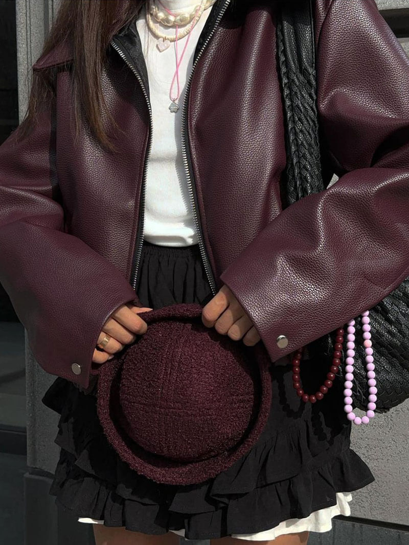 Meis | Burgundy Leren Jas voor Dames