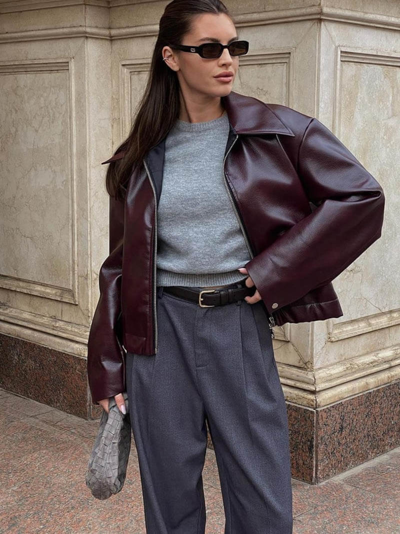 Feja | Dames jack met ritssluiting en leren-look