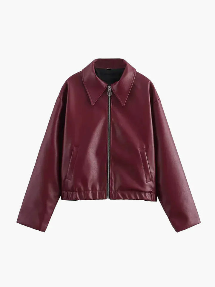Feja | Dames jack met ritssluiting en leren-look