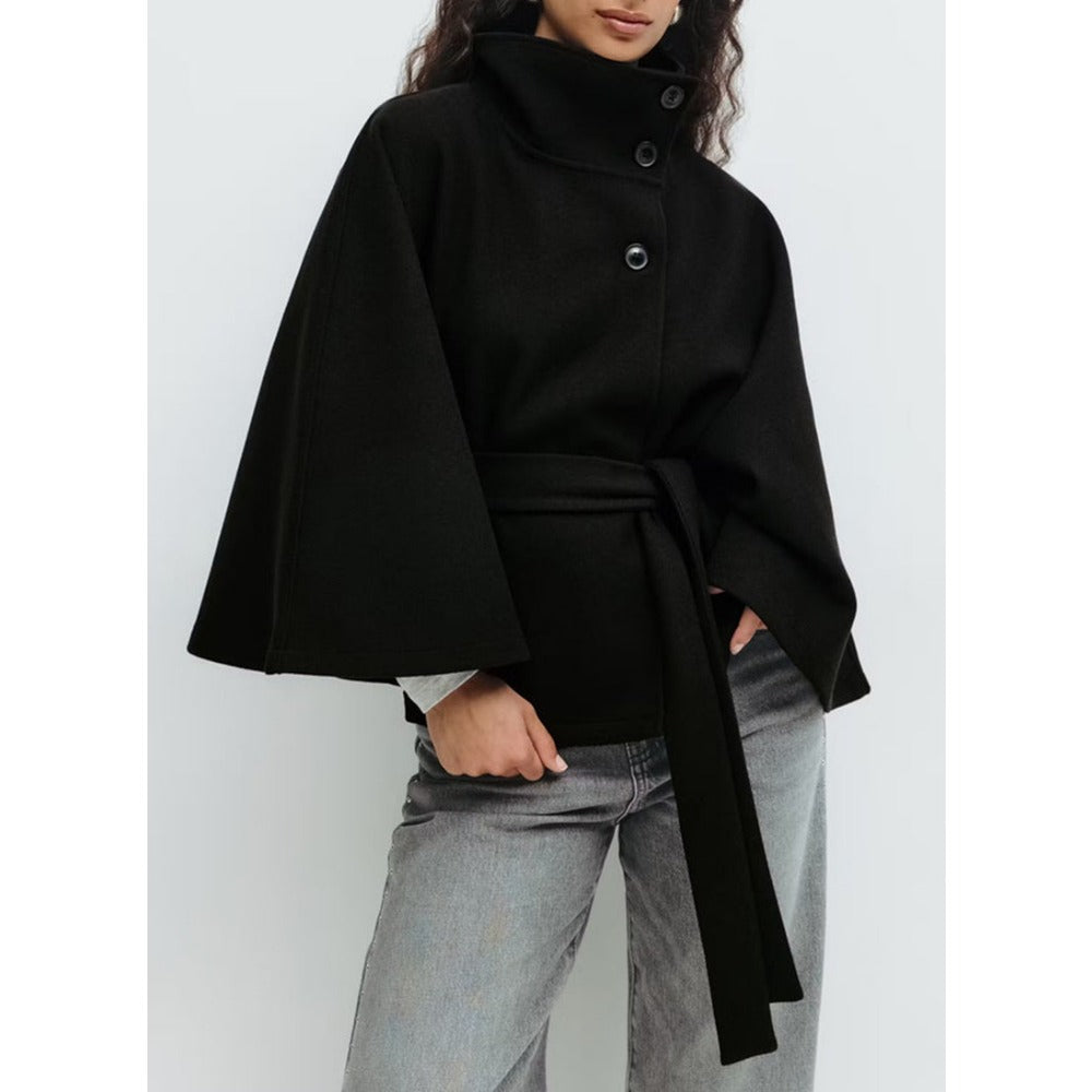 Dames Hoge Kraag Cape Winterjas