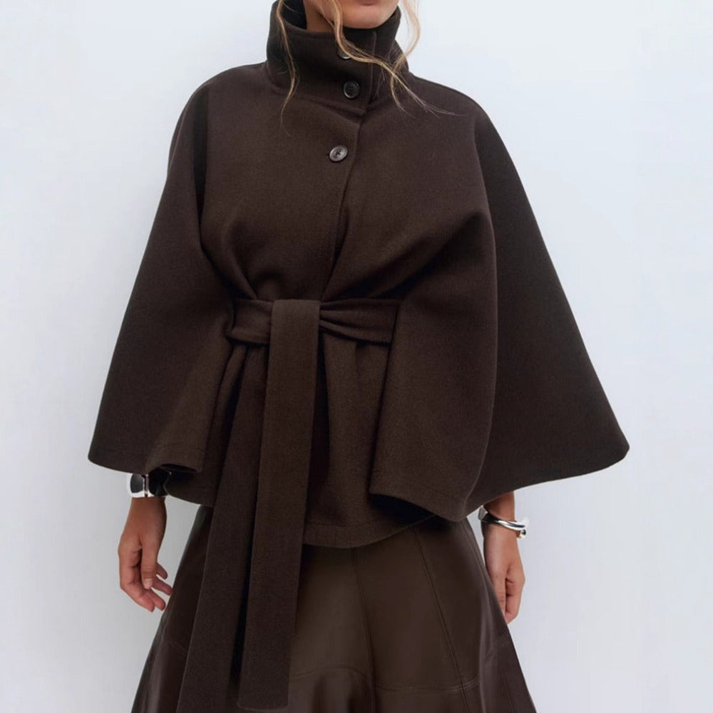 Dames Hoge Kraag Cape Winterjas