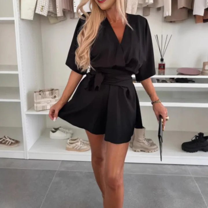 Brooklynn | Dames playsuit met overslag en tailleceintuur