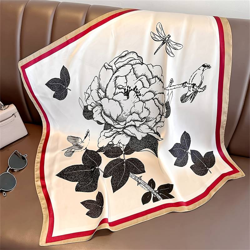 HIlda | Dames sjaal met print en gestreepte rand