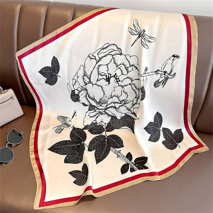 HIlda | Dames sjaal met print en gestreepte rand