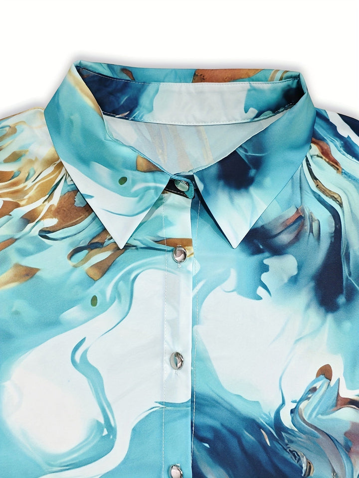 Adelina | Dames blouse met abstracte print en knoopsluiting