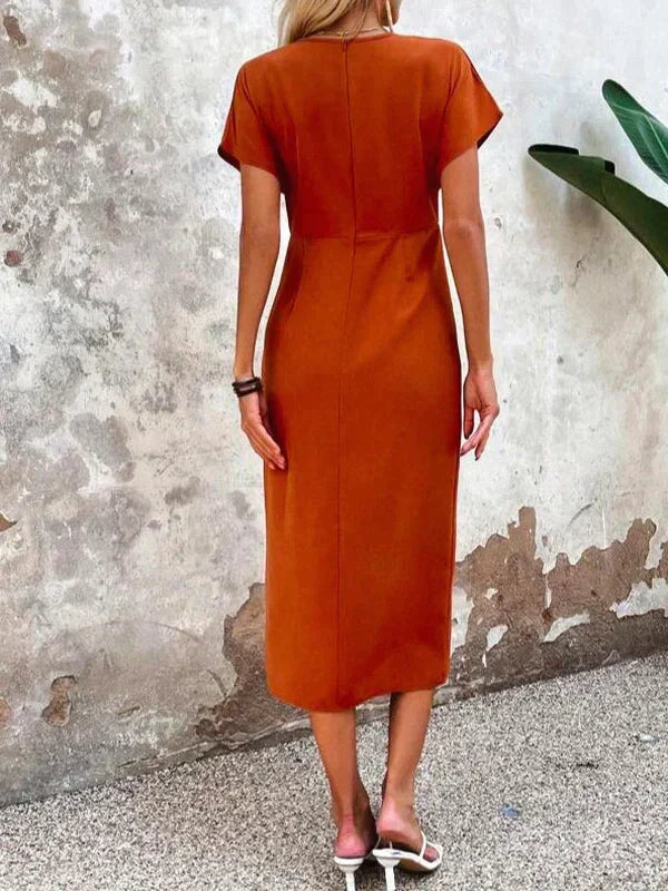 Skyla | Dames jurk midi overslag split