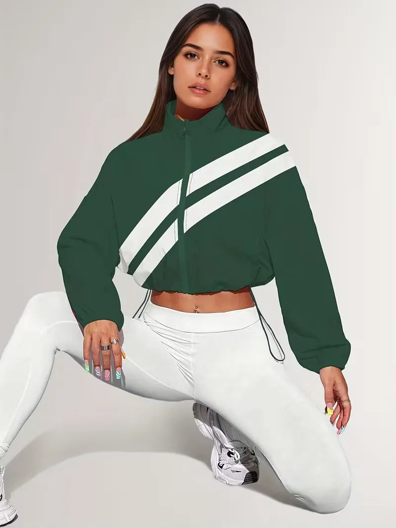 Track jacket met elastische manchetten