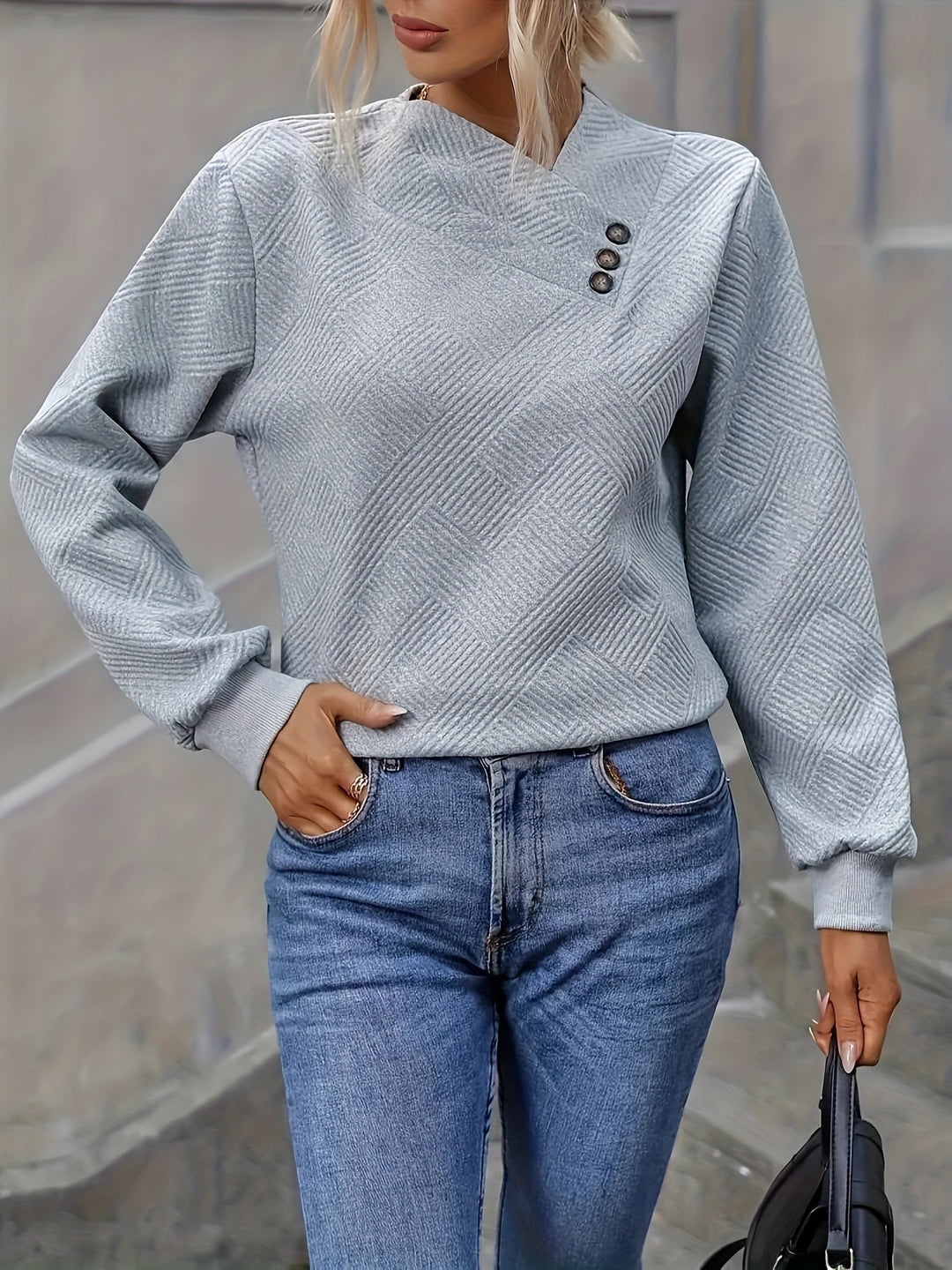 Nadine | Asymmetrische Knopen-Hals Trui