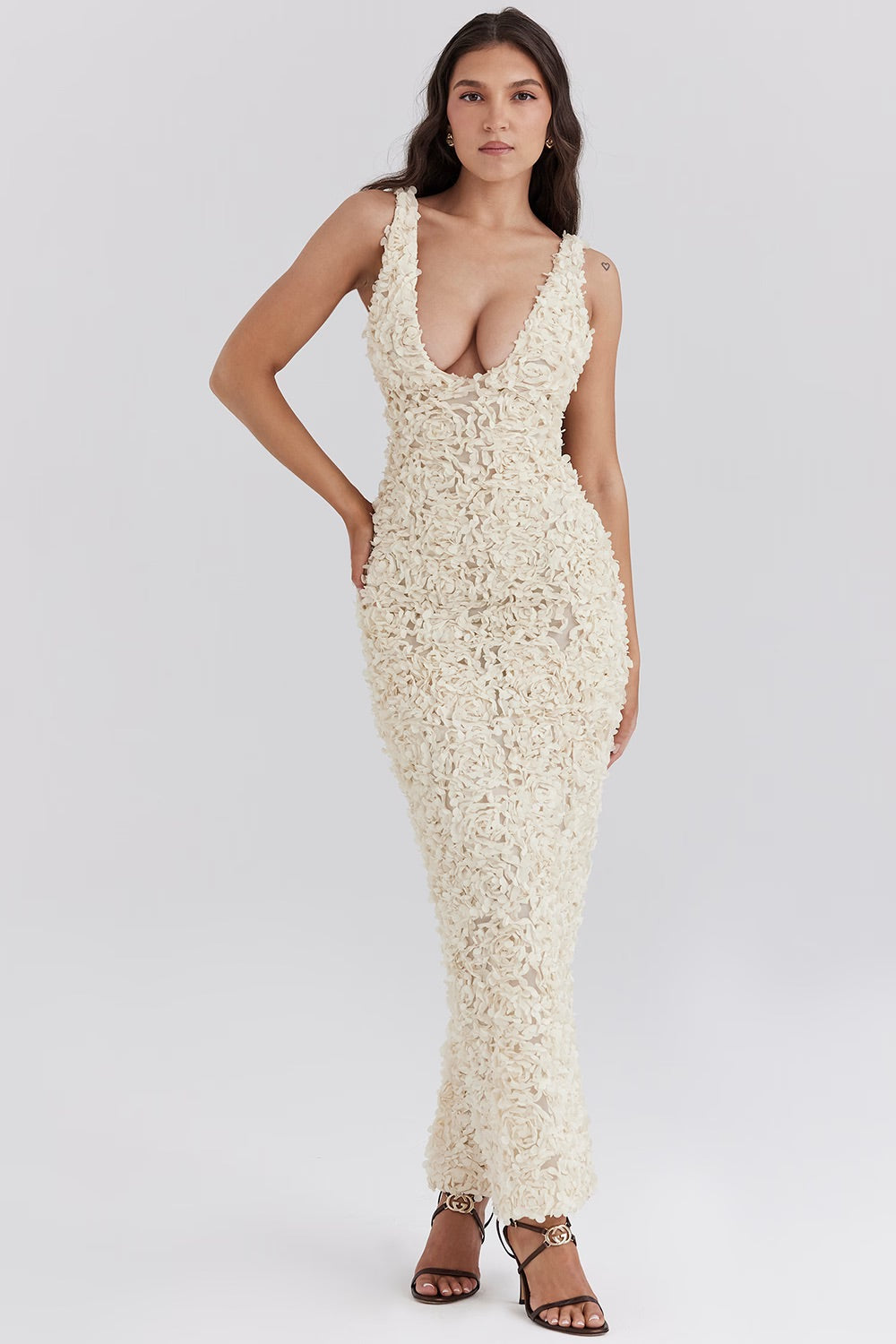 Giulia | Maxi Gala Jurk Met Rozenprint