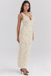 Giulia | Maxi Gala Jurk Met Rozenprint