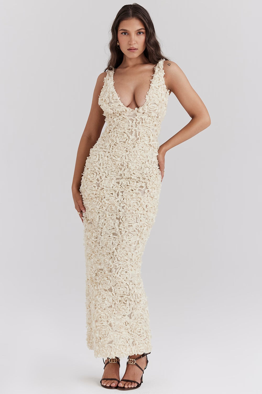 Giulia | Maxi Gala Jurk Met Rozenprint