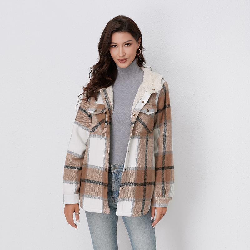 AMELIA - Dames Hooded Plaid Flanellen Jas voor Herfst en Winter