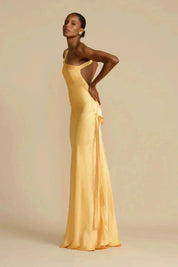 Sydney | One-Shoulder Satijnen Look Avondjurk met Open Rug