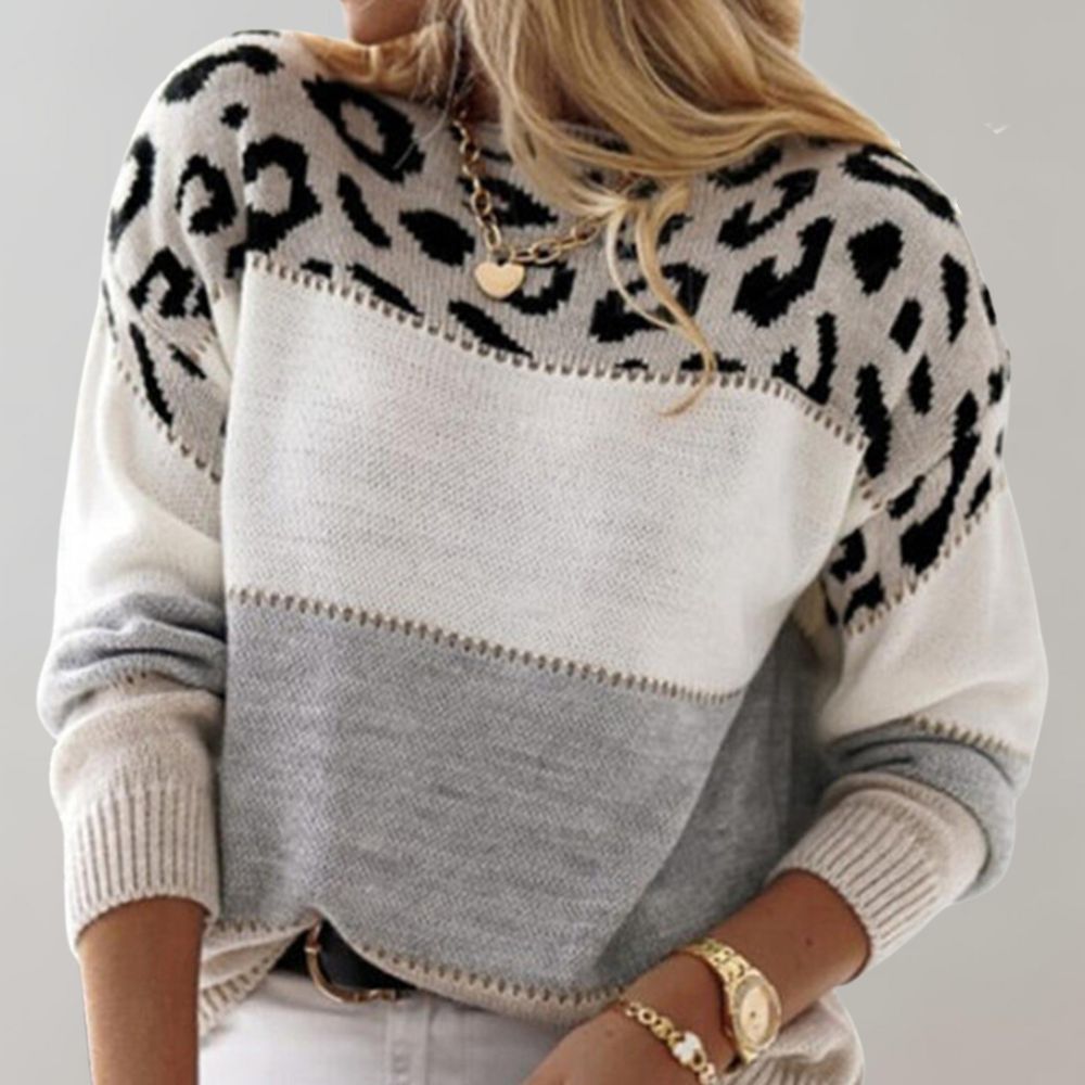 Luipaardprint Crew Neck Trui