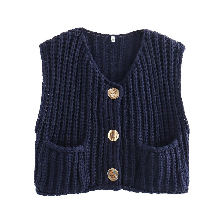 Romina | Gebreid Dames Gilet met Knopen – Tijdloos & Comfortabel