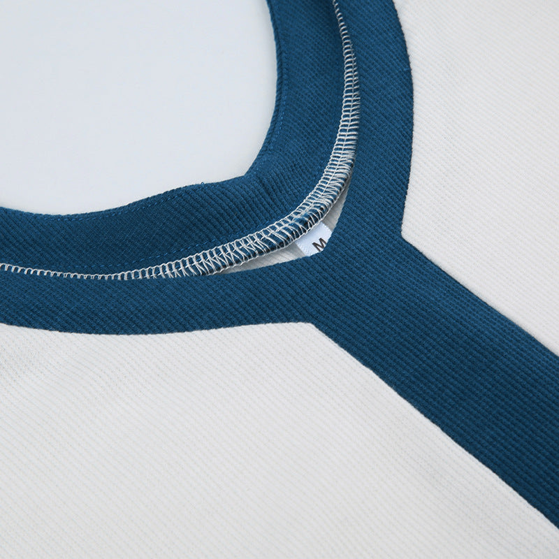Emi | Damesmaxijurk met V-hals en contrastpanelen