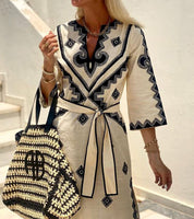 Jurney | Zomerse Kaftan Jurk met Ceintuur