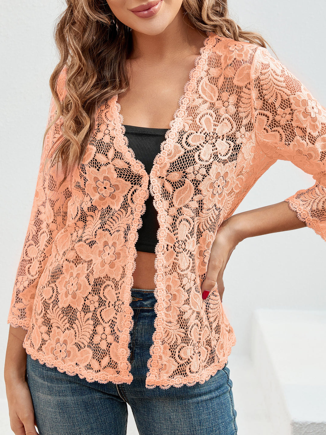 Cassandra | Bloemig Opengewerkt Cardigan