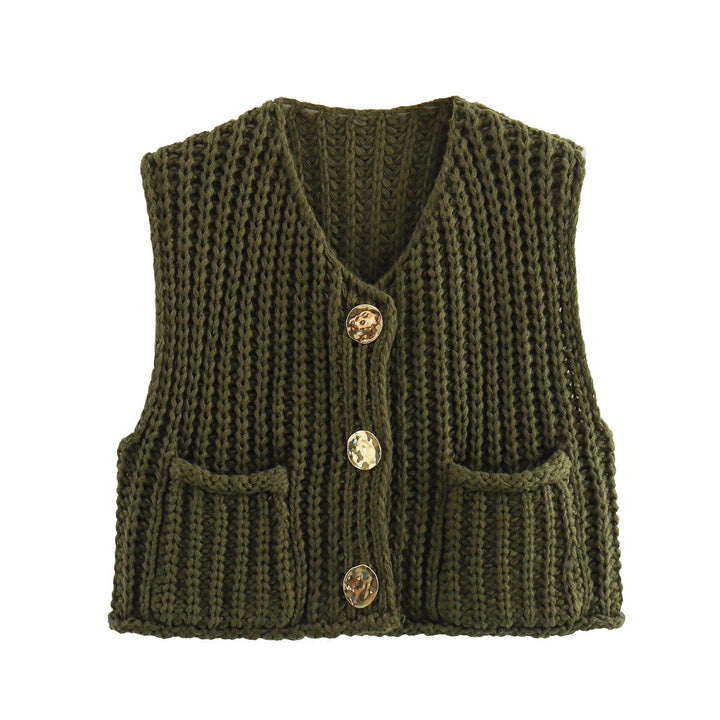 Romina | Gebreid Dames Gilet met Knopen – Tijdloos & Comfortabel