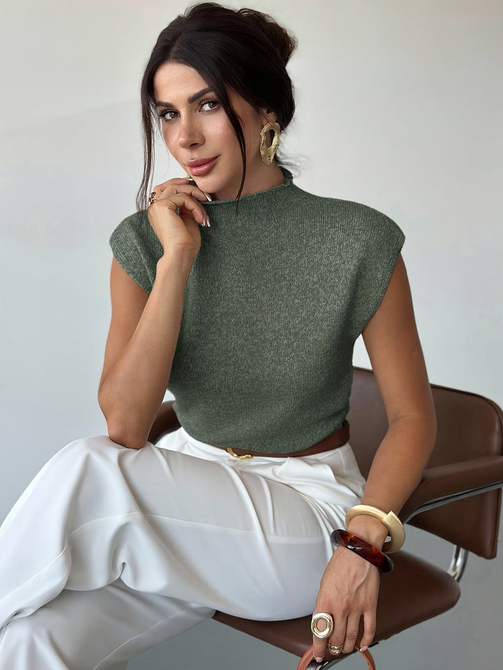 Claudia | Mock Neck Mouwloos Sweater Vest