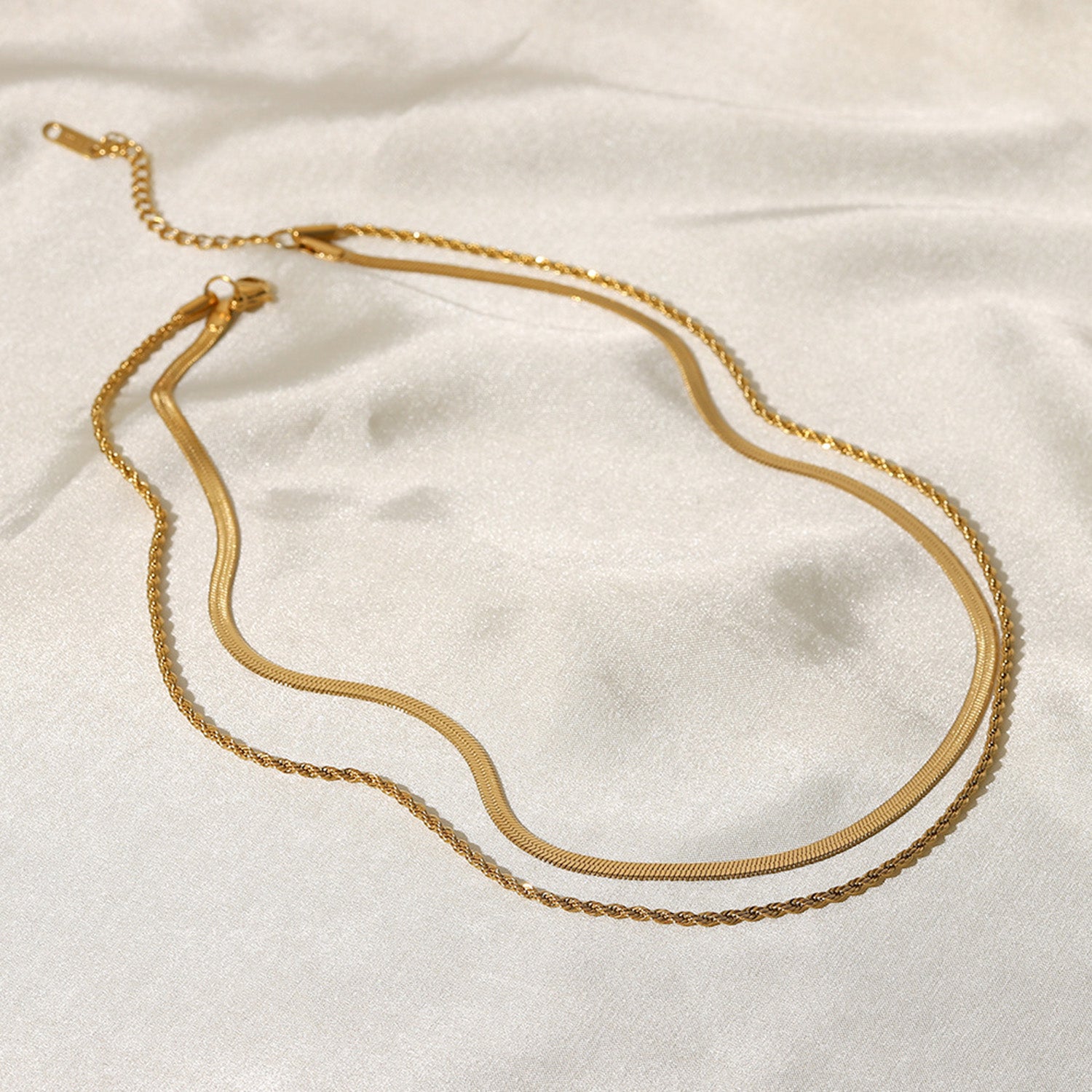 Maree | Gelaagde Gouden Ketting met Dubbele Schakel