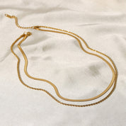 Maree | Gelaagde Gouden Ketting met Dubbele Schakel