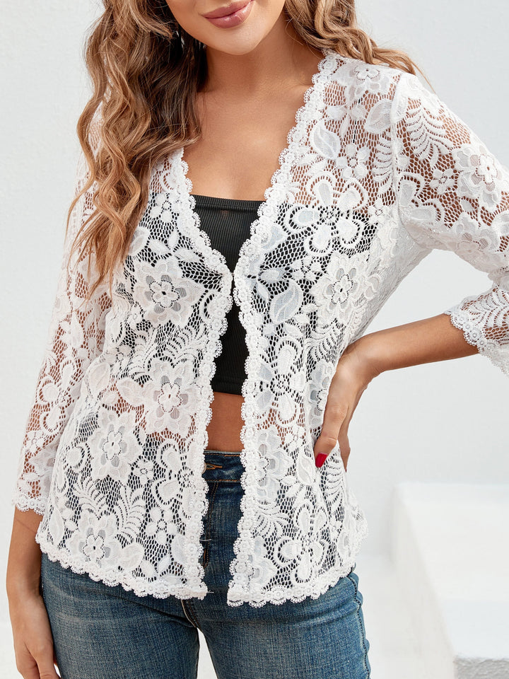 Cassandra | Bloemig Opengewerkt Cardigan