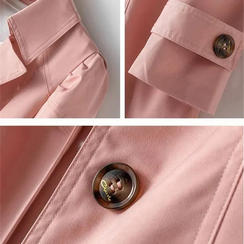Delyth | Trenchcoat met Notch-Lapel en Vloeiende Pasvorm