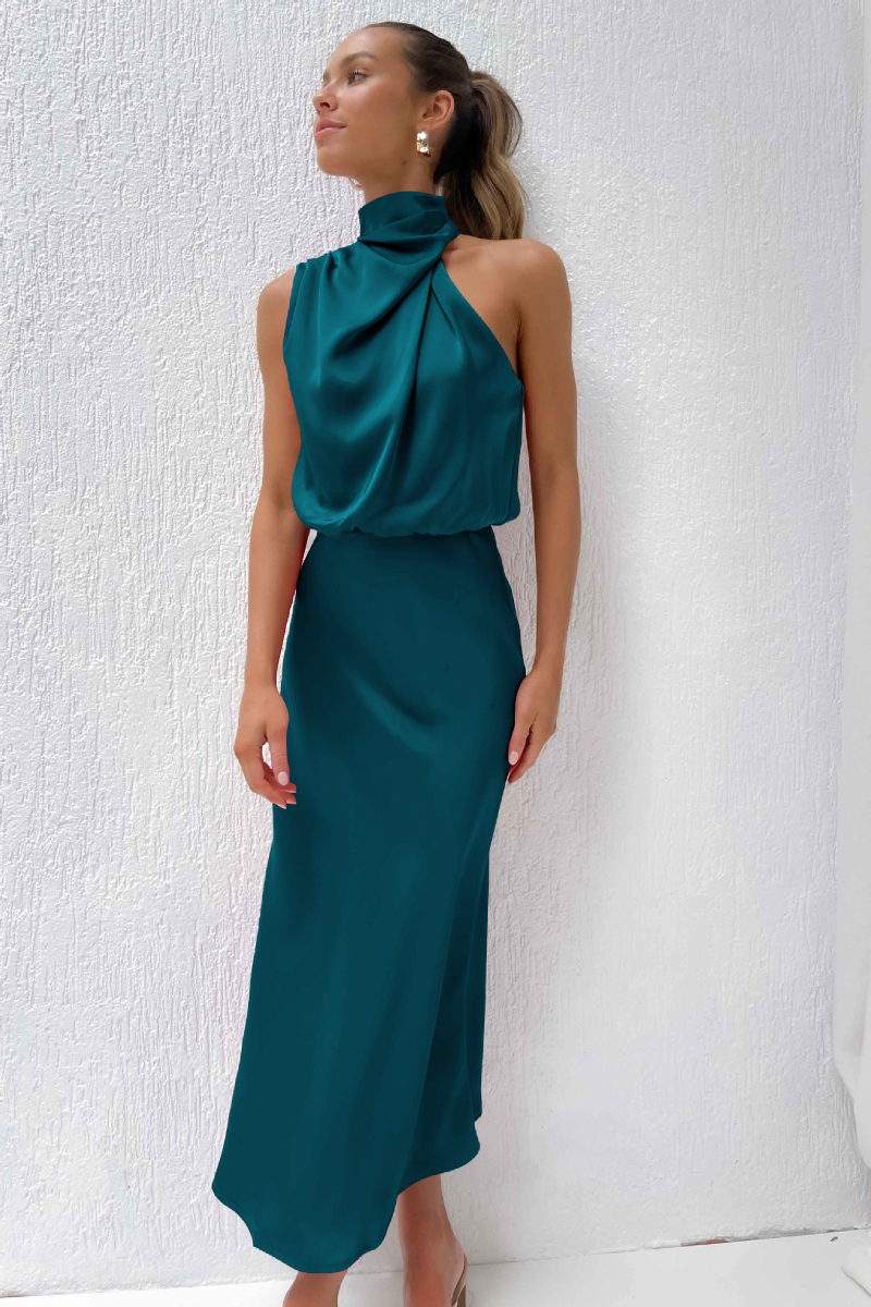Lisa | Women Jurk met Halterhals Maxi-lengte