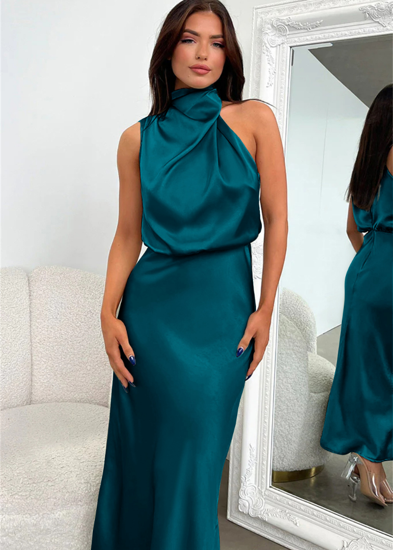 Rosalie | Chique Maxi Jurk Met Moderne Halslijn - Elegant en Vrouwelijk